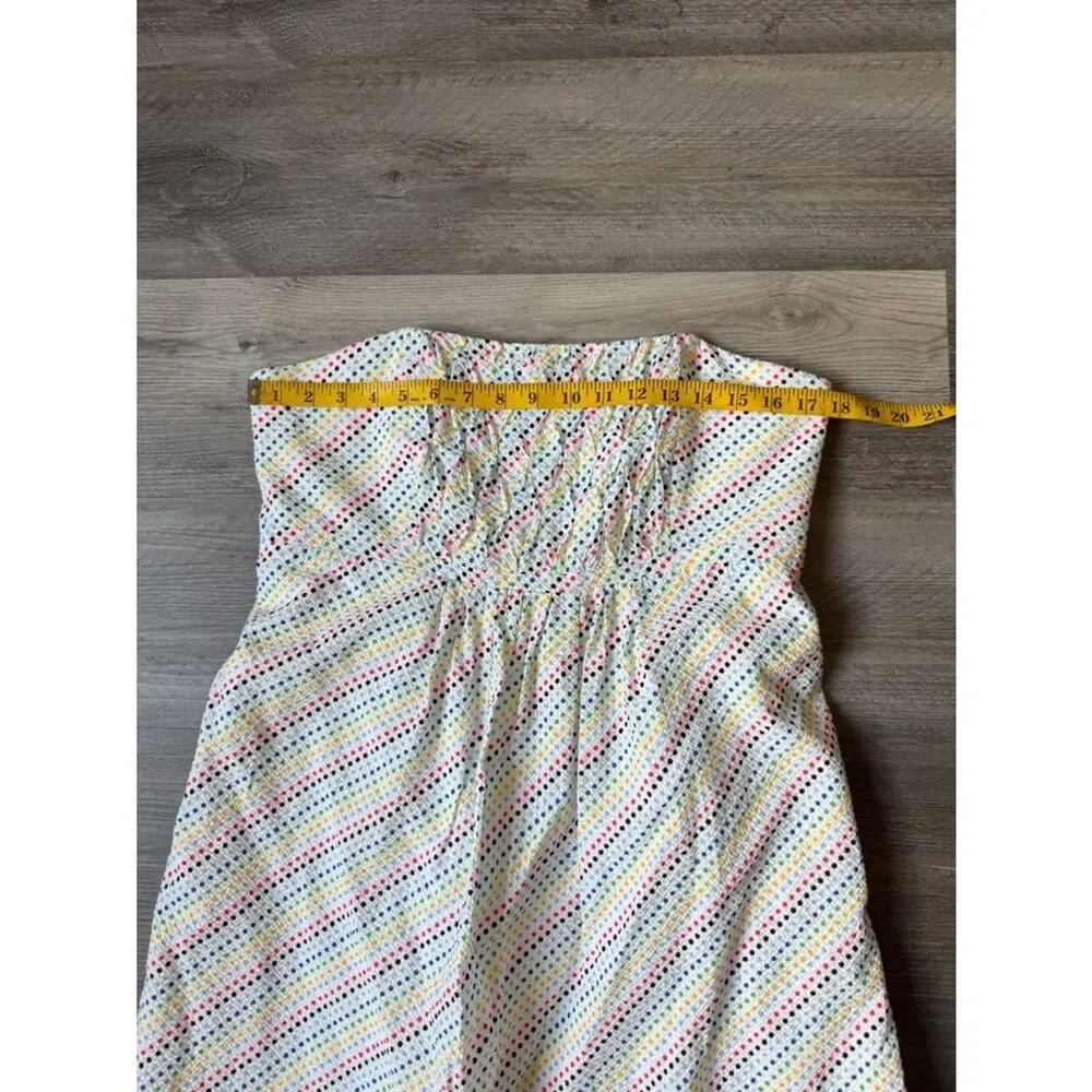 Lilly Pulitzer Gweneth Strapless Seersucker Dress Rainbow Dot White 14 - Picture 9 of 10